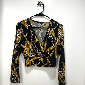Papaya Black and Gold Chain Print Blouse